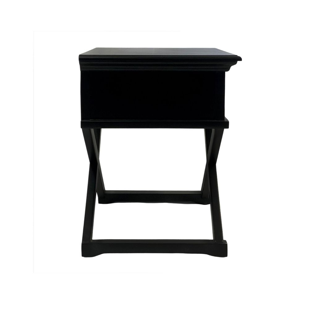 Sorrento Cross Leg Hamptons Side Table W/Drawer Black