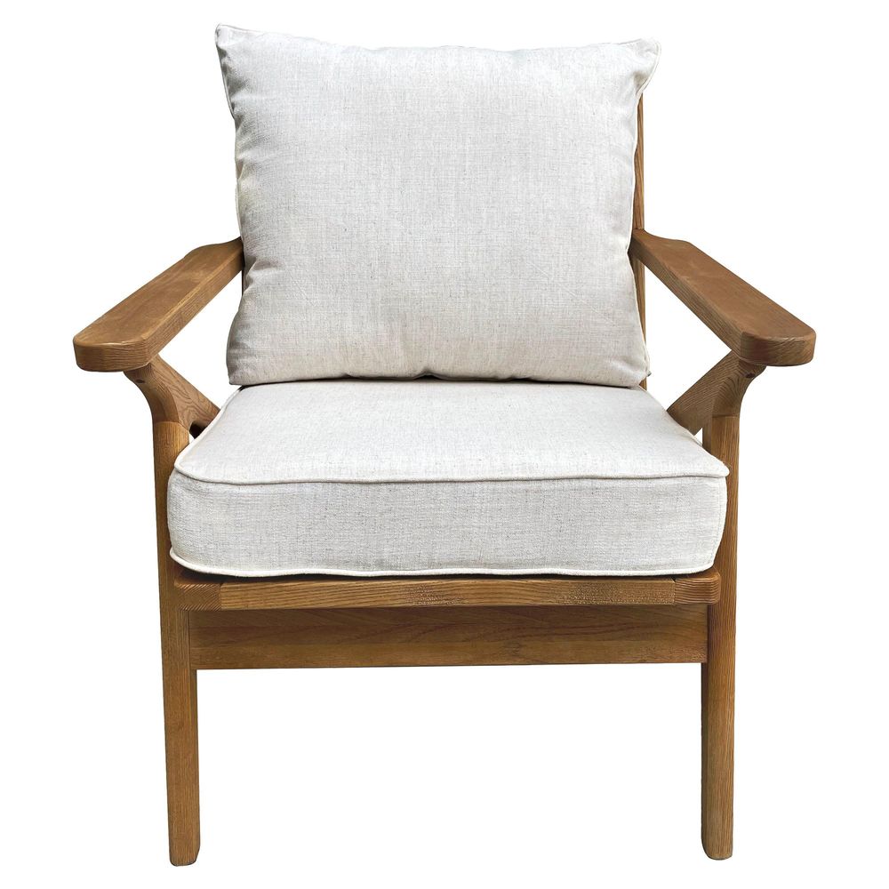 Ash Wood Timber Chair W/Natural Cushions Linen Blend