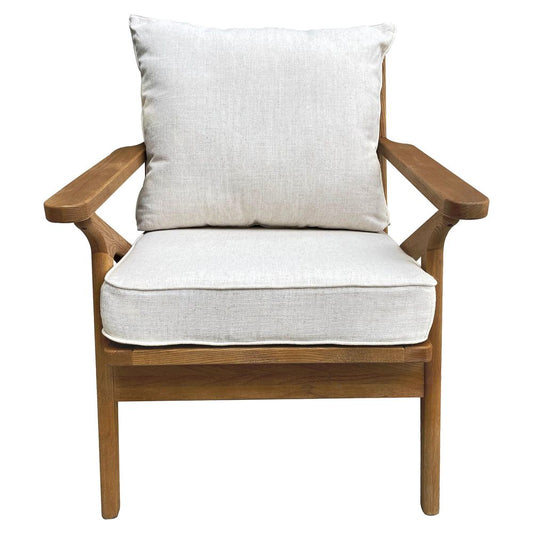 Ash Wood Timber Chair W/Natural Cushions Linen Blend