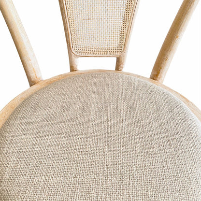 Round Rattan Back Elm Wood Dining Chair Natural