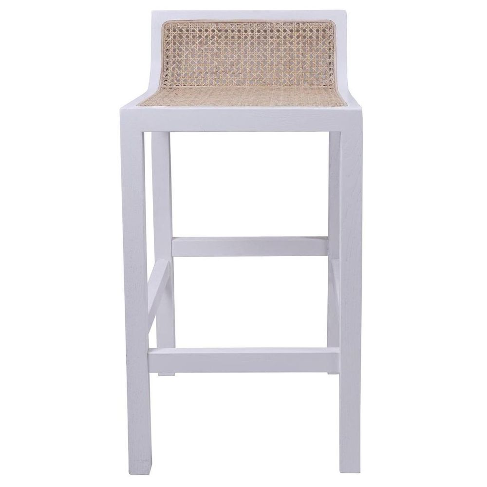 Amalfi Elm Wood And Rattan Bar Stool White