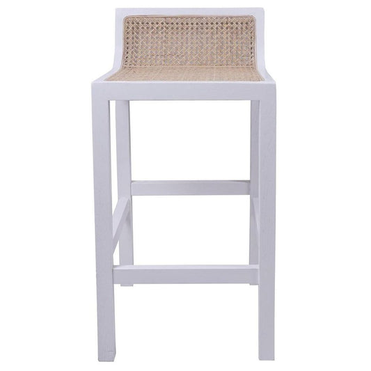 Amalfi Elm Wood And Rattan Bar Stool White