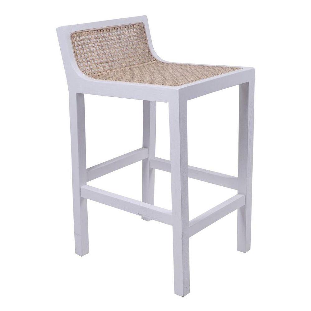 Amalfi Elm Wood And Rattan Bar Stool White