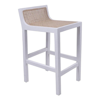 Amalfi Elm Wood And Rattan Bar Stool White