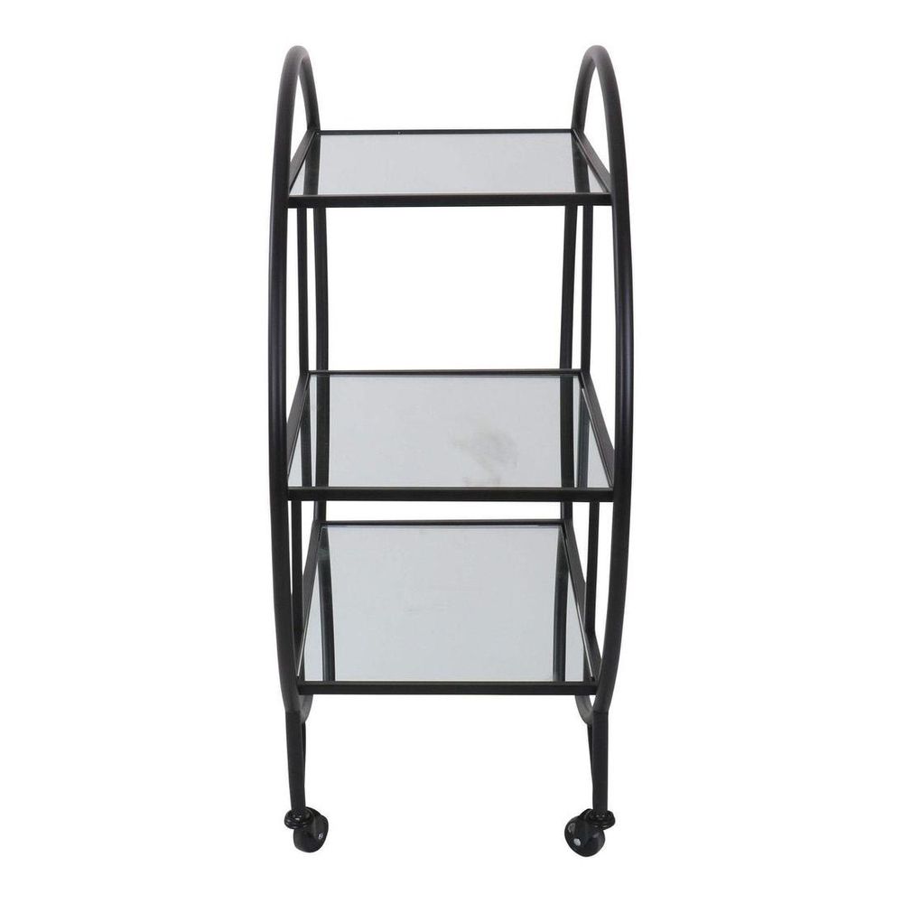 Black Bar Cart W/ Mirror Shelves