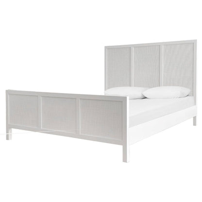 Santorini Hamptons Timber/Rattan Queen Bed White