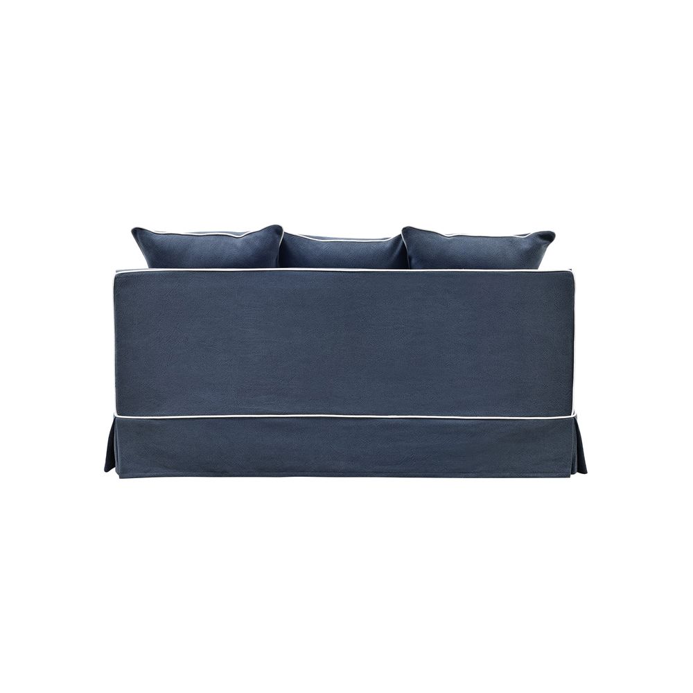 Slip Cover Only - Noosa Hamptons 2 Seat Sofa Navy W/White Piping