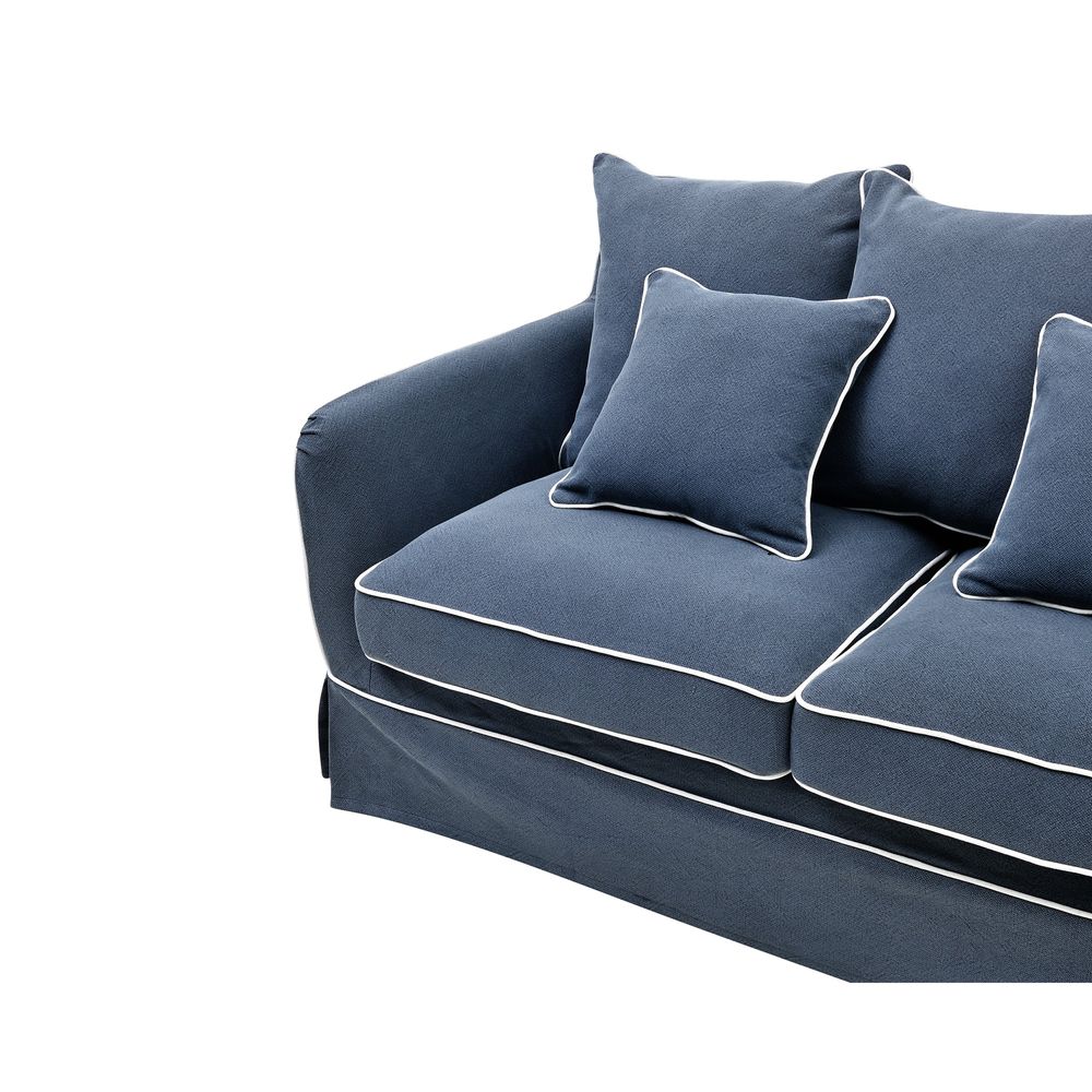 Slip Cover Only - Noosa Hamptons 2 Seat Sofa Navy W/White Piping