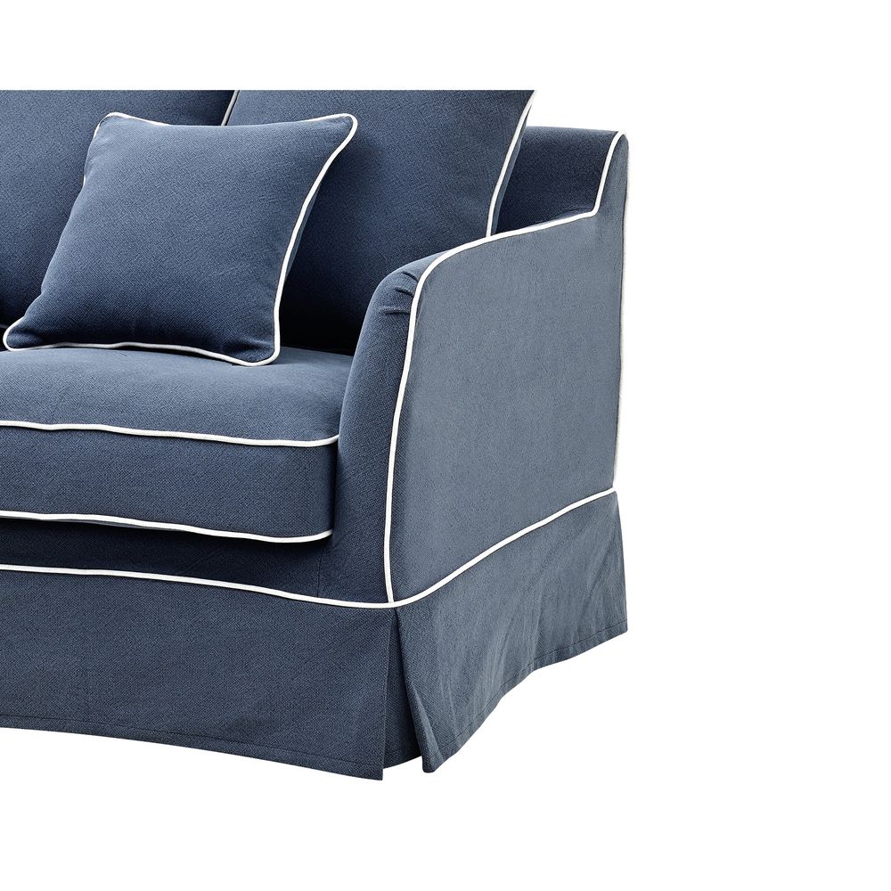 Slip Cover Only - Noosa Hamptons 2 Seat Sofa Navy W/White Piping