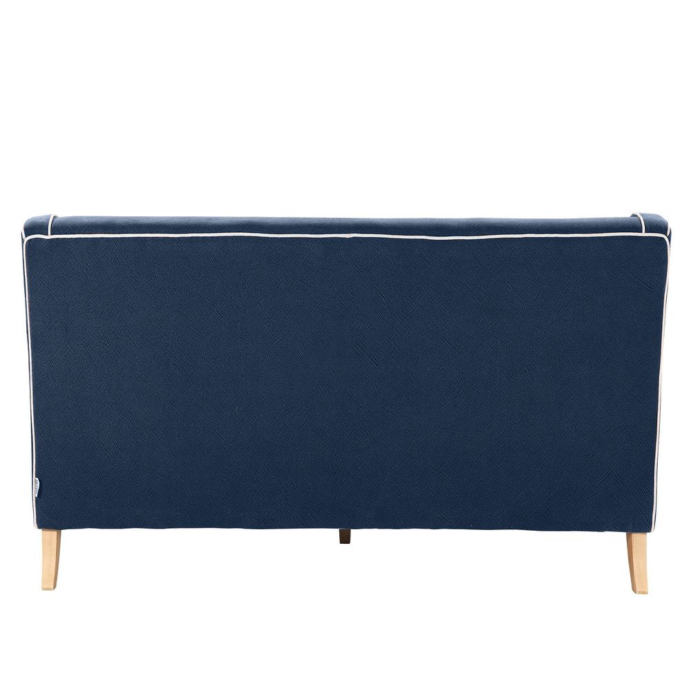 Bondi Hamptons 3 Seat Sofa Navy W/White Piping