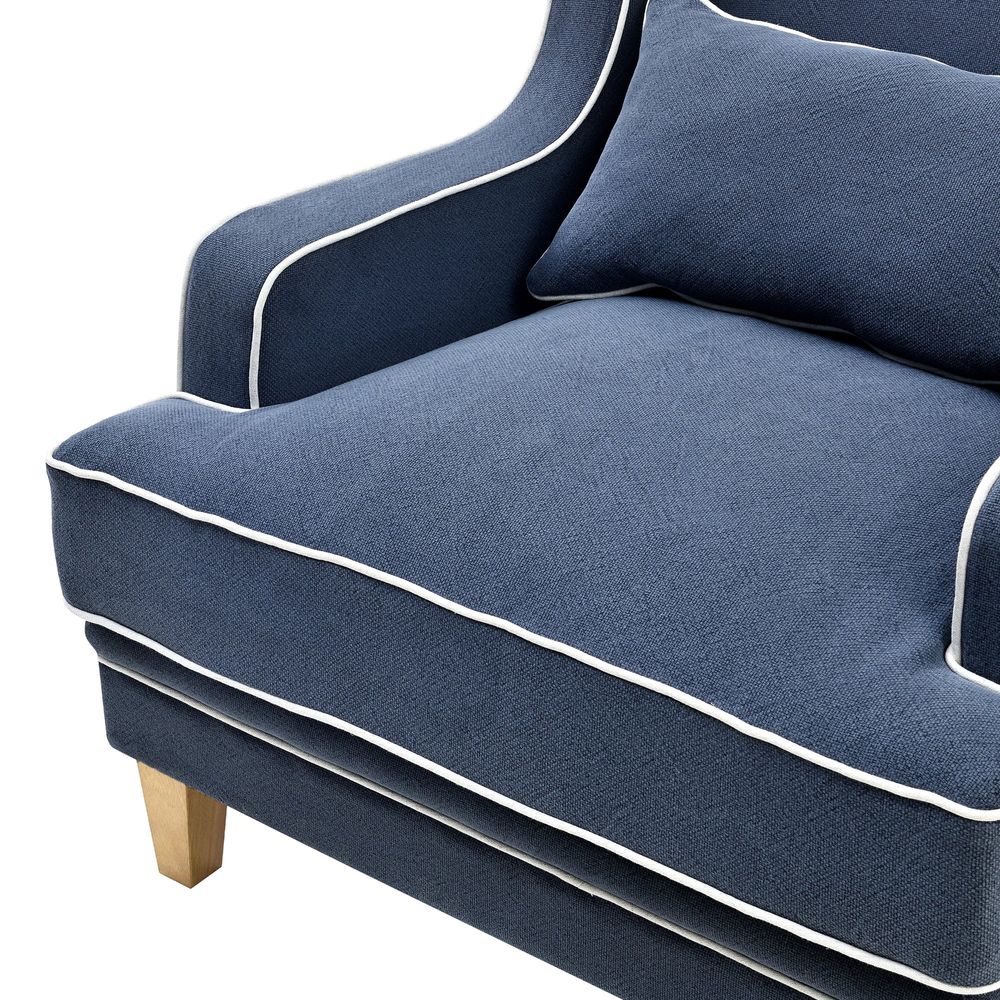 Bondi Hamptons Armchair Navy W/White Piping