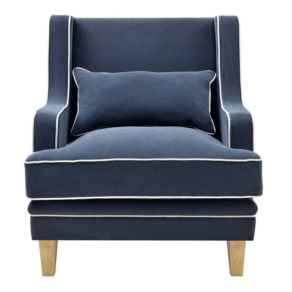 Bondi Hamptons Armchair Navy W/White Piping