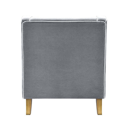 Bondi Hamptons Armchair Grey W/White Piping