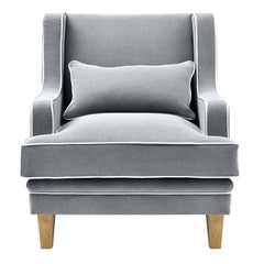 Bondi Hamptons Armchair Grey W/White Piping