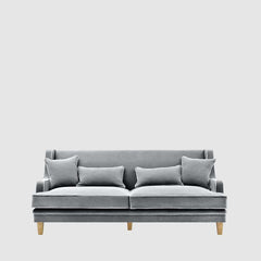 Bondi Hamptons 3 Seat Sofa Grey W/White Piping