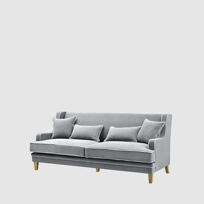 Bondi Hamptons 3 Seat Sofa Grey W/White Piping