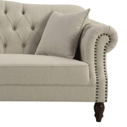 Vaucluse 3 Seat Hamptons Buttoned Sofa Beige Linen Blend