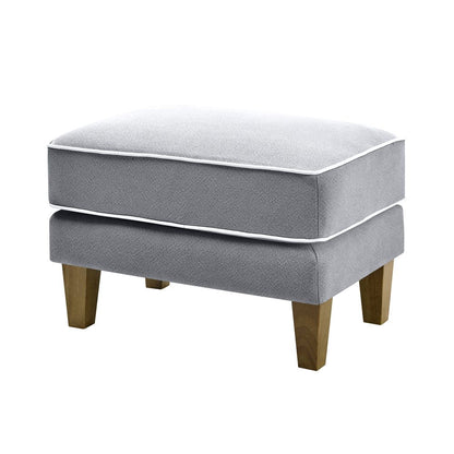 Bondi Hamptons Ottoman Grey W/White Piping