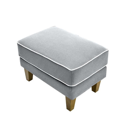 Bondi Hamptons Ottoman Grey W/White Piping