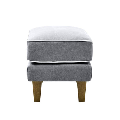 Bondi Hamptons Ottoman Grey W/White Piping