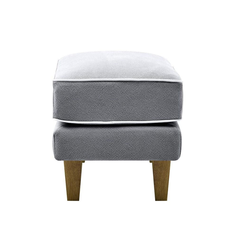 Bondi Hamptons Ottoman Grey W/White Piping
