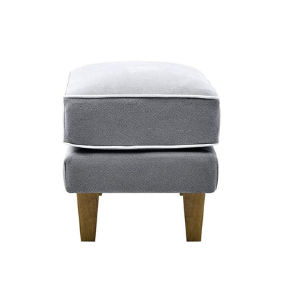 Bondi Hamptons Ottoman Grey W/White Piping