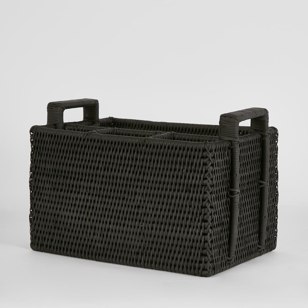 Paume Rattan Cutlery Caddy Black