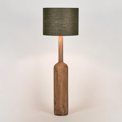 Flask Wood Floor Lamp Saddle Base With Black Shade