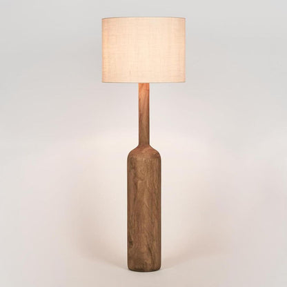 Flask Wood Floor Lamp Base Saddle With Natural Shade