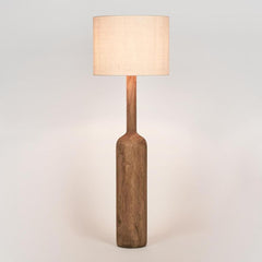 Flask Wood Floor Lamp Base Saddle With Natural Shade
