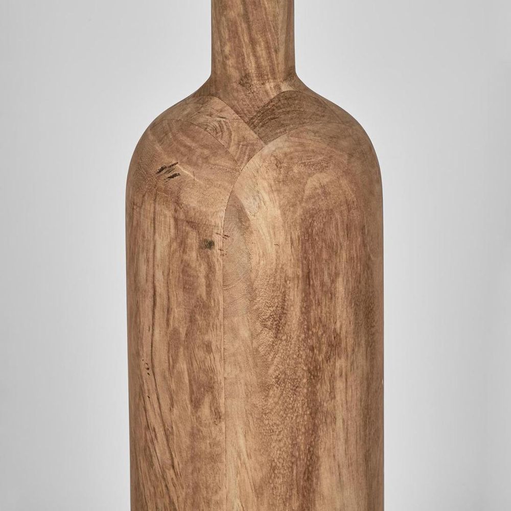 Flask Wood Floor Lamp Base Saddle With Natural Shade
