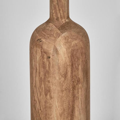 Flask Wood Floor Lamp Base Saddle With Natural Shade