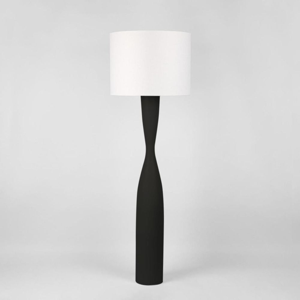 Callum Floor Lamp Base Black With White Shade