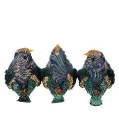 Zora Set Of 3 Clip On Birds Peacock Blue