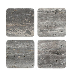 Graze Travertine Coaster Square Dark Brown