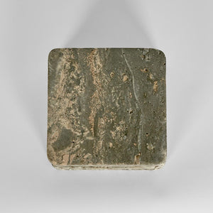 Graze Travertine Coaster Square Dark Brown