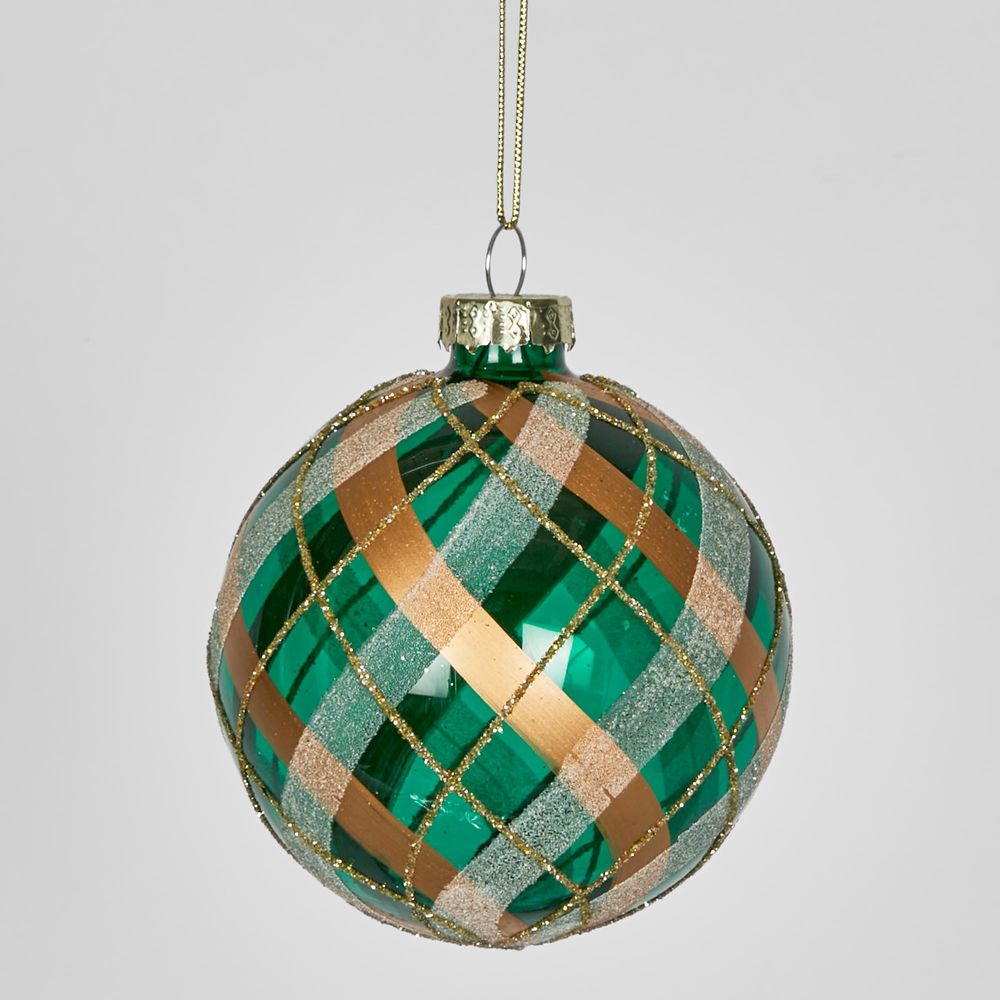 Burr Tartan Glass Baubles (Set Of 6)