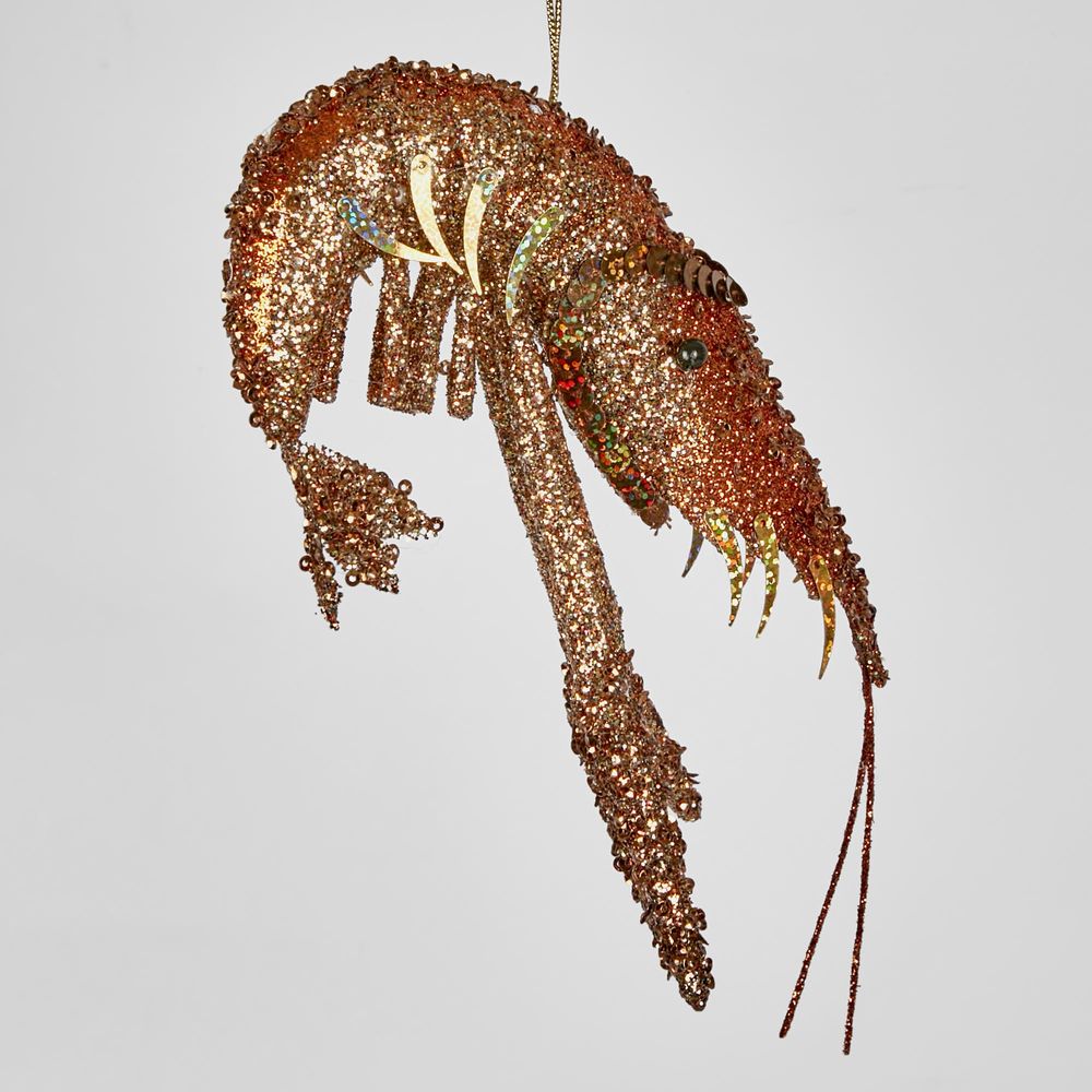 Lester Glitter Prawn Ornament Bronze