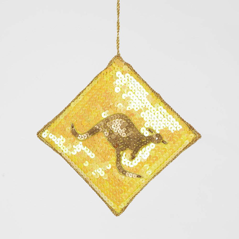 Kangaroo Crossing Hanging Ornament