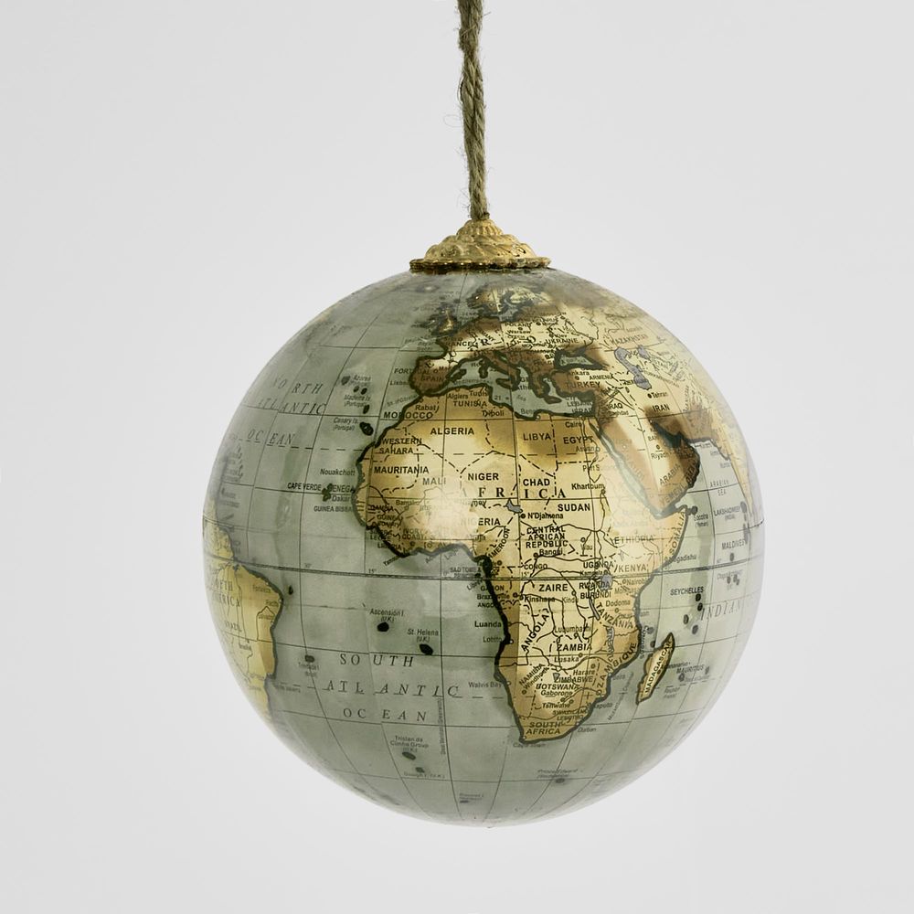 Light Blue Hanging Globe Ornament