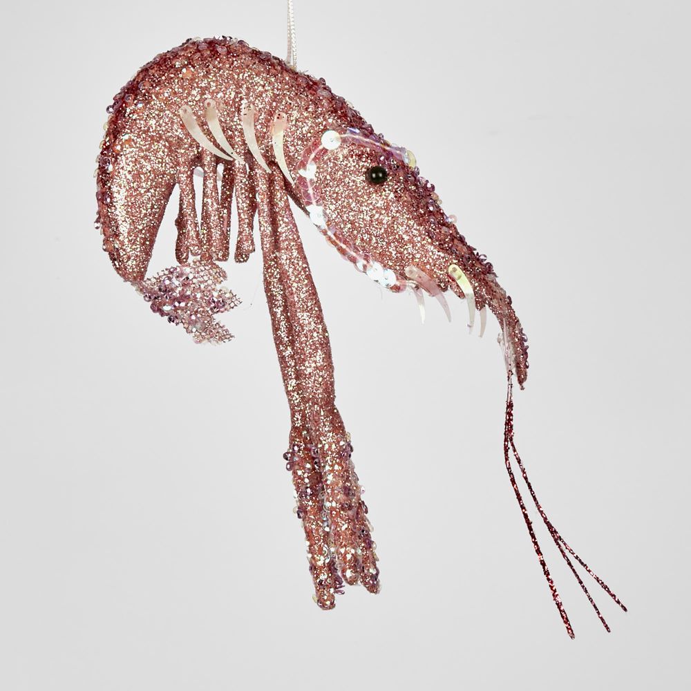 Lester Glitter Prawn Ornament Pink