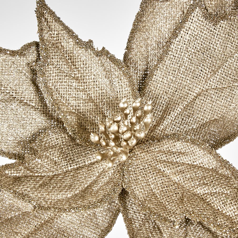 Burlap Poinsettia Stem Champagne