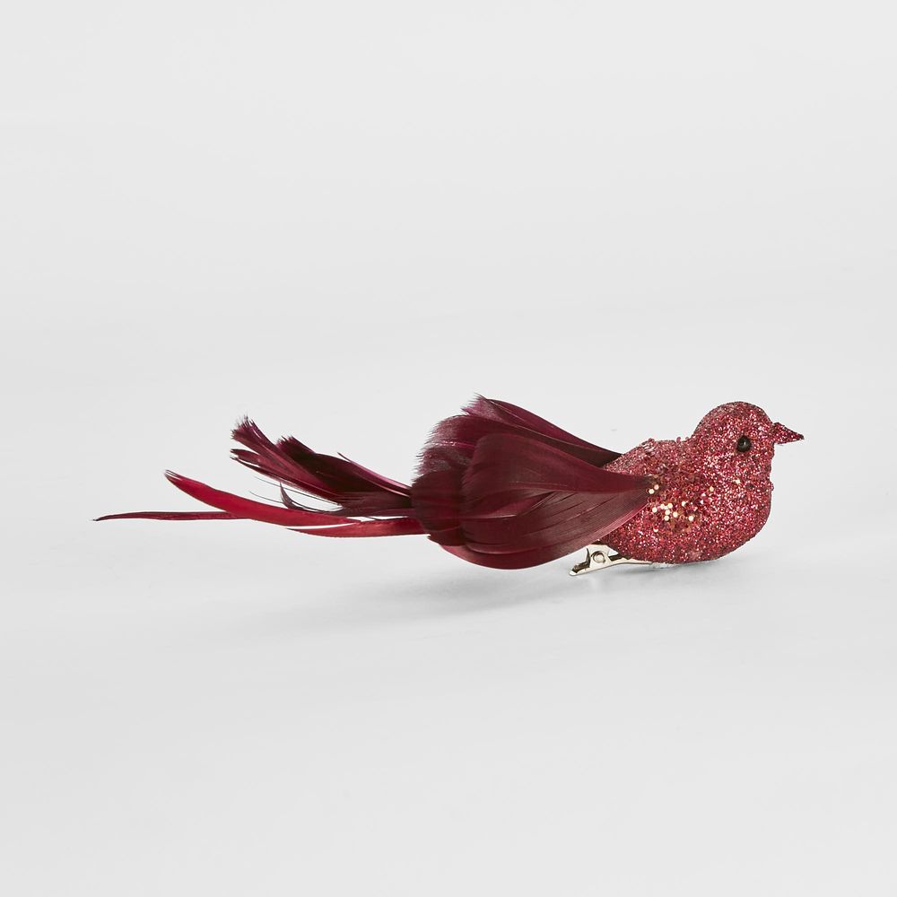 Stree Clip On Bird Burgundy (Set Of 6)