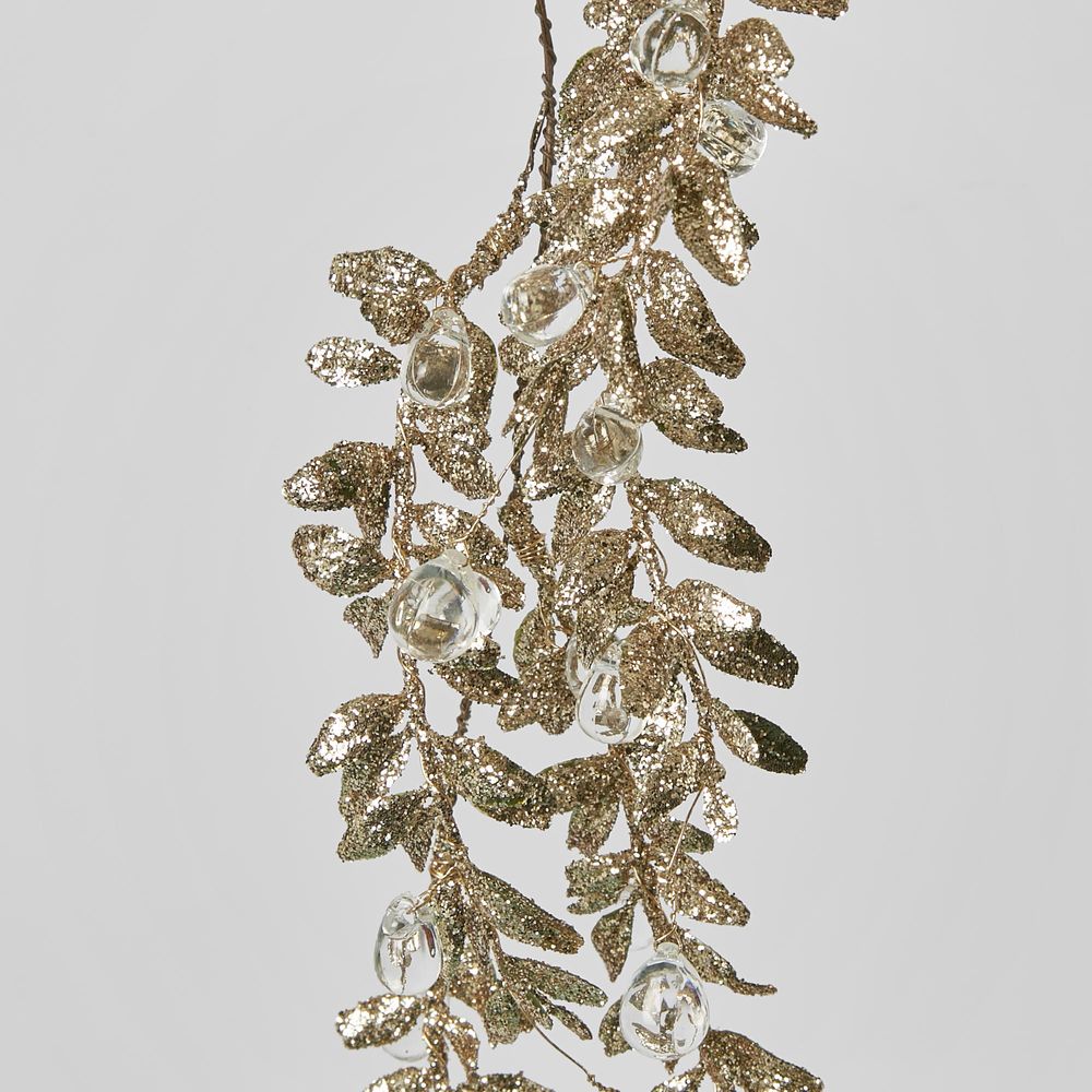 Glitter Leaf And Crystal Drop Hanging Ornament