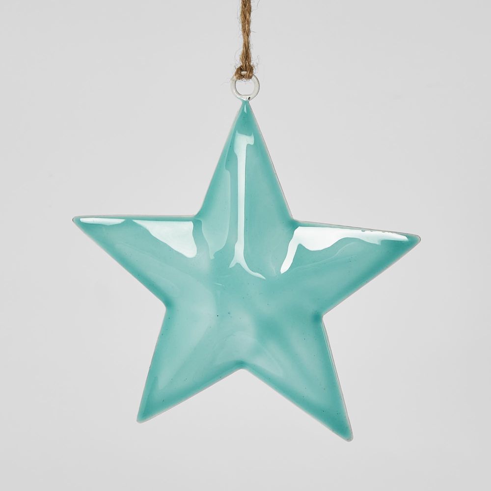 Benny Iron Hanging Star Ornament Aqua Blue