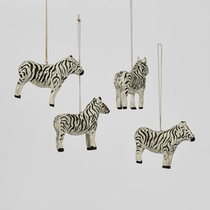 Mache Zebra Hanging Ornament (Set Of 4)