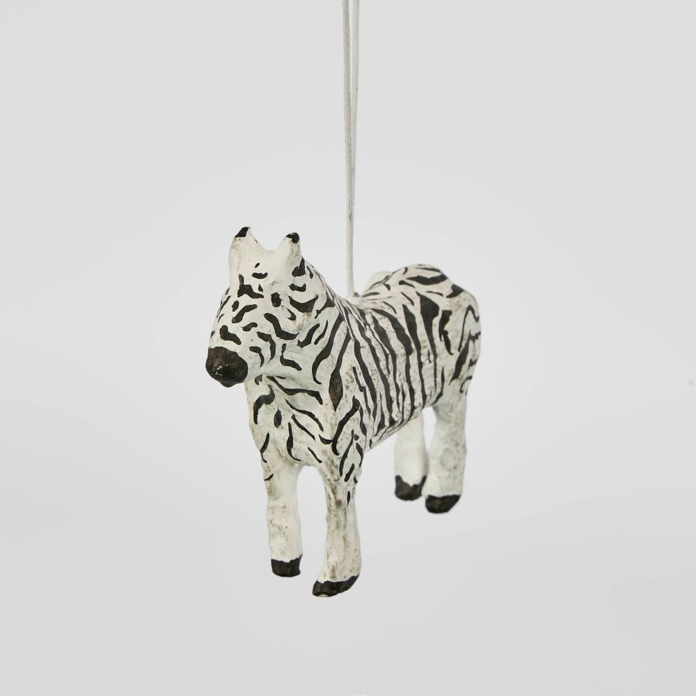 Mache Zebra Hanging Ornament (Set Of 4)