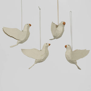 Mache Bird Of Peace Hanging Ornament (Set Of 4)