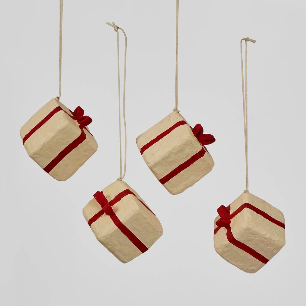 Mache Gift Hanging Ornament (Set Of 4)