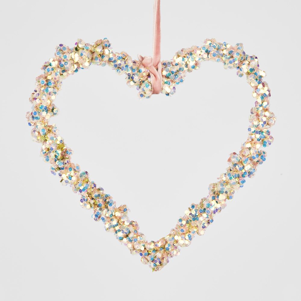 Shimmer Hanging Heart Pink Med